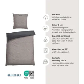 SCHIESSER Doubleface Renforcé silber/schwarz 135 x 200 cm + 80 x 80 cm