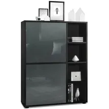 Vladon Highboard 79 x 105,5 x 35,5 cm Schwarz matt/Grau Hochglanz
