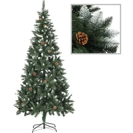 vidaXL Künstlicher Weihnachtsbaum Kiefernzapfen Weißem Glitzer 210 cm