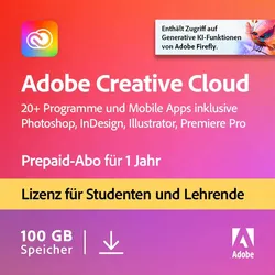 Adobe Creative Cloud Individual Abonnement | Ausgabe für Studenten und Lehrende | 2 Installationen | 1 Jahr