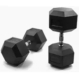 SUPRFIT - Hexagon Kurzhanteln paarweise mit gummiertem Eisenkern - Fitness Gewichte Hanteln 2 x 42,5 kg mit rutschfestem Chromgriff - Premium Kurzhantel Set für Calisthenics, Krafttraining & Crossfit