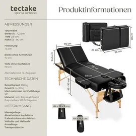 Tectake tectake® 3 Zonen Massageliege-Set, Somwang mit Holzgestell, 218 x 102 x 90 cm