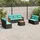 vidaXL Gartensofa-Set mit Kissen, schwarzes Polyrattan