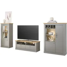 Home Affaire Wohnwand HOME AFFAIRE "Chambord", grau (lichtgrau, applikation eiche dekor), B:323cm, Kastenmöbel-Sets, Wohnwand