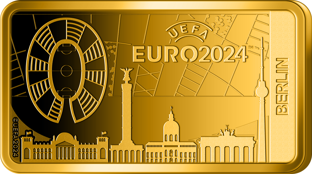 Die offiziellen Goldbarren-Münzen zur UEFA EURO 2024TM