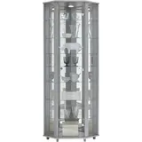 fif möbel Eckvitrine TRIO Höhe ca. 172 cm, ink. Beleuchtung Eckvitrine/Glasvitrine 1x Glastür, perfekt für Sammler, Sammlervitrine silberfarben