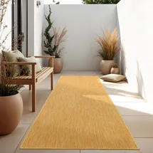 Paco Home - In- & Outdoor Teppich, Flachgewebe Einfarbig Modern Wetterfest für Terrasse Küche 80x250 cm Gelb