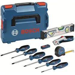 Bosch Handwerkzeug-Set 19tlg Universalmesser Maßband Wasserwaage Schraubendreher