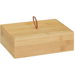 Relaxdays Aufbewahrungsbox mit Deckel, Bambus Kasten, Deko, für Utensilien, Allzweckkiste, klein, HBT: 7x22x15 cm, natur