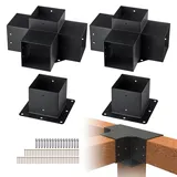 Vevor 4er-Set Pfostenverbinder 6x6 Zoll (4-Wege) für Innengröße von 5,6x5,6 Zoll Pfostenecke Pergola Eckverbinder Holzverbinder 90°-Stiefelstruktur Eckhalterung Holzbalken Pavillon Halterungs Set