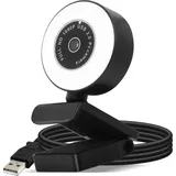 Avizar Webcam Ring Light USB 1080p Full HD Light Ring, mit Mikrofon - Schwarz (1080 Mpx), Webcam, Schwarz