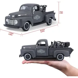 MAISTO 32185 - Ford F1 Pick-Up '48 & Harley WLA Flathead '42 schwarz 1:24