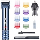 BARBERBOSS Akku-Haarschneider, Herren-Bartschneider, USB wiederaufladbar, 2 Geschwindigkeitseinstellungen, LED-Display, Titan-Keramik-Klinge, professioneller Haarschneider für Herren, QR-2091