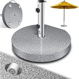 Kesser KESSER® Granit Sonnenschirmständer mit Edelstahlrohr, Hochwertiger Schirmständer Sockel 30KG - für Schirmstöcke bis 16-48 mm, Inkl. Transport Griff Garten Balkonschirmständer