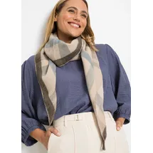 bonprix Dreieckstuch BONPRIX, Damen, beige (beige, hellblau, dunkelgrau kariert), Obermaterial: 100% Polyacryl, Modetücher, weiches Material, modernes Karomuster, lockere Passform