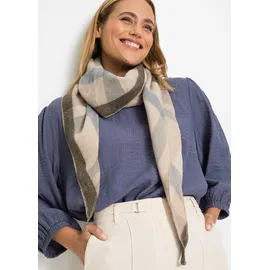 bonprix Dreieckstuch BONPRIX, Damen, beige (beige, hellblau, dunkelgrau kariert), Obermaterial: 100% Polyacryl, Modetücher, weiches Material, modernes Karomuster, lockere Passform