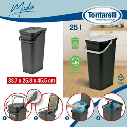 Tontarelli - Fashion Model Mülleimer mit Griff 25L Graphit