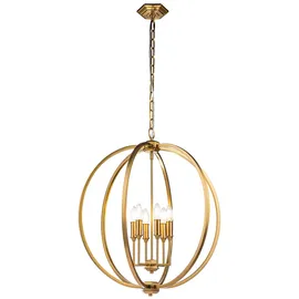 Elstead Lighting Pendelleuchte Esszimmerlampe Hängeleuchte, Pendellampe in Kugeloptik, Designleuchte, Stahl, messing, burniert, 1x E14 Fassung, LxBxH 62,2x62,2x234 cm