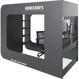 Phoenix Hochbett Minecraft 120 x 200 cm Holz schwarz