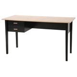 Möbilia Schreibtisch | 2 Schubladen | Platte MDF mit Dekorfolie natur | Gestell Holz schwarz matt | B 140 x T 60 x H 75 cm | 28020028 | Serie SCHR... - Naturbelassen/Schwarz