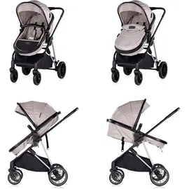 Chipolino Kinderwagen Aura 3 in 1, Autositz, Babywanne, Wickeltasche, bis 22 kg hellbraun