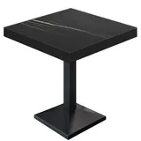 GGM Möbel Bistro Tisch 80 x 80 x 81 cm Schwarz Marmor / Schwarz