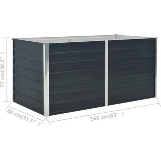 vidaXL Garten-Hochbeet verzinkter Stahl 160 x 80 x 77 cm Anthrazit