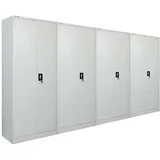 PROREGAL Mega Deal 4x Flügeltürenschrank ELEPHANT Metall Spind komplett montiert abschließbar 180x80x40cm Kleiderstange Stahlschrank Lichtgrau