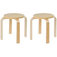 Home4You Kinderhocker Sitzhocker | 2er Set | Birkenholz | Naturfarben