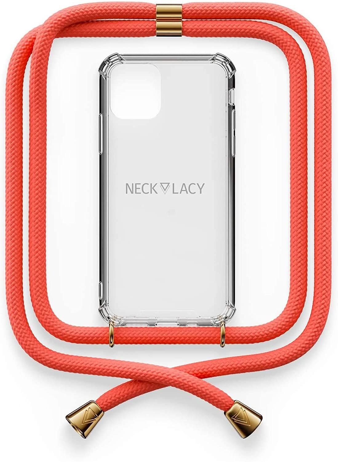 NECKLACY Handykette Handyhülle zum umhängen - für iPhone 11 Pro - Case / Handyhülle mit Band zum umhängen - Trageband Hals mit Kordel - Smartphone Necklace, Coral Reef