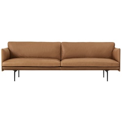 Muuto - Outline Sofa 3-Sitzer, cognac Refine Leder / schwarz
