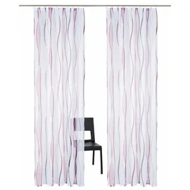 MY HOME Gardine MY HOME "Dimona" Gr. 2, weiß (weiß, beere), B:140cm H:175cm, Voile, Polyester, Gardinen, Gardine, 2er-Set, Bestseller, Polyester, Wellen