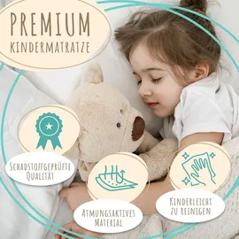 Kids Collective Matratze waschbarer Bezug Kinder 10 cm hoch, eco5 Wendematratze Kinder Kindermatratze 120x200 cm Kinderbett Bodenbett - Weiß
