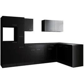 Respekta Winkelküche L-Form 310 x 172 cm Grau Schwarz