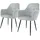 ECD Germany 2er Set Grau | Samtbezug, Armlehnen, Metallbeine, ergonomische Esszimmer- & Küchenstühle