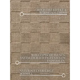 Villeroy & Boch Scala braun, B:200cm H:10mm L:300cm, Wolle, Teppiche, Handgewebt, Wolle, Kariert, Natur, 3D-Struktur, Karo, Wohnzimmer