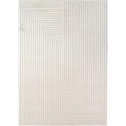 Teppich Balkon Skandinavischer 3D-Design Pflegeleicht Waschbar Strapazierfähig Terrasse Küche Creme 160x230 cm – ENGADIN von Kadima Design