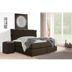 Boxspringbett HOME AFFAIRE "»Marlou«", grün, L:208cm, Struktur fein (100% Polyester), Komplettbetten, Boxspringbett, inkl. Topper, 3 Breiten, 3 Härtegrad-Ausführungen