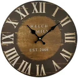 Rebecca Mobili Antike Wanduhr, Holz, braun und weiß ø 33,8 cm
