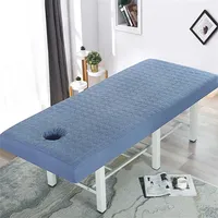Highdi Bezug für Massageliege mit Loch, Gesteppte Baumwolle Waschbare Beauty Bettbezug Elastisches Massagetische Bezug Weiches Atmungsaktiv Massagebett für Spa (60x185cm,Navy blau)