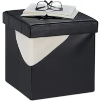 Relaxdays Sitzhocker mit Stauraum Kunstleder 37 x 38 x 37 cm Schwarz