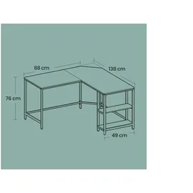 VASAGLE Schreibtisch L-förmig 138 cm x 138 cm x 76 cm Schwarz