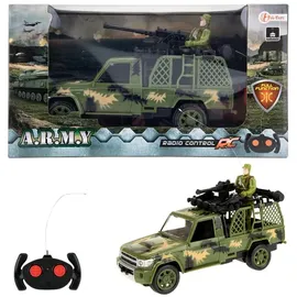 Toi-Toys - Ferngesteuertes Fahrzeug - Alfafox Militär Jeep mit Soldat (22cm)