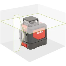Stier Kreuzlinienlaser 360° x 120°, grün 520nm, Baulaser mit präziser Nivelliergenauigkeit von ±3 mm / 10 m, IP54