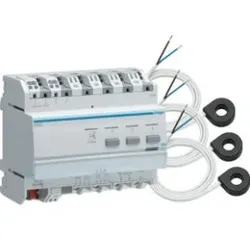 Hager TE332 Messwertgeber KNX für 3 Stromkreise mit 3 Wandlern.Messwertgeber zur Erfassung der Leistungs- bzw. Verbrauchswerte der einzelnen Phasen,