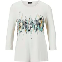 GOLDNER Kurzgröße: Edles Shirt mit Frontdruck, 3/4-Arm in cremeweiß | Gr.: 25