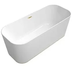 Villeroy & Boch Finion freistehende Badewanne 177FIN7N200V101 170x70cm, Wasserzulauf, Emotion, Design-Ring, weiß, champagne