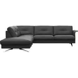 Ecksofa FLEXLUX "Glow, super bequem durch hochwertigem Sitzaufbau mit Federkern, L-Form", schwarz (deep schwarz), B:268cm H:81cm T:224cm, 100% Echteder, Sofas, Skandinavisches Design, In hochwertiger Verarbeitung