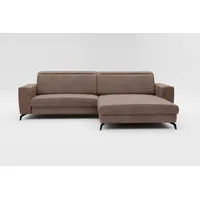 CAVADORE Ecksofa Bounce in Vintage-Leder-Optik / L-Form-Sofa mit Schlaffunktion, Bettkasten + Kopfteilverstellung / 290 x 88-108 x 178 / Mikrofaser, Graubraun