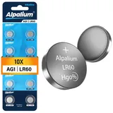 alpalium AG1 LR60 Alkaline Knopfzelle Batterien 10er Pack - 1.5V Ohne Quecksilber, Premium Qualität & Lange Lagerfähigkeit